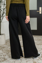 Zenana Lounge Line Wide Leg Sweats in Black Womens