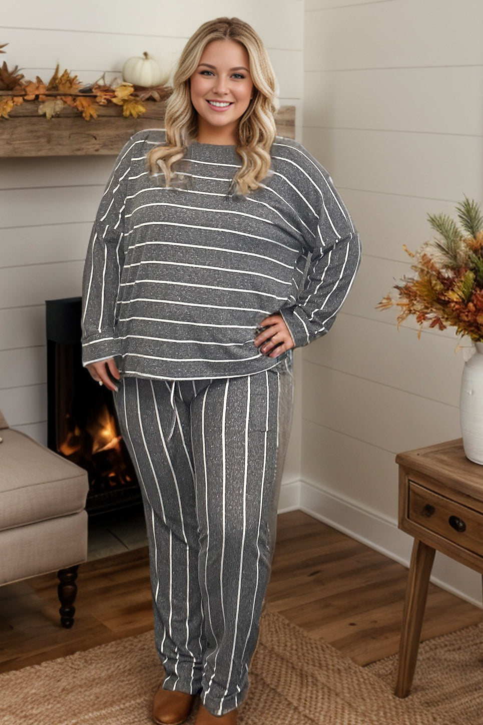 Zia Loungin' in Stripes - Charcoal BoutiqueSimplified