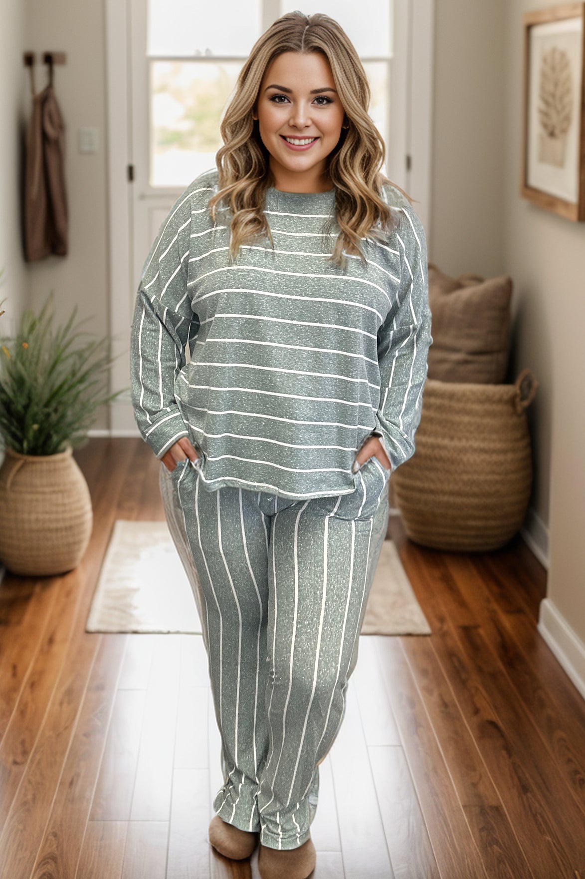 Zia Loungin' in Stripes - Green BoutiqueSimplified