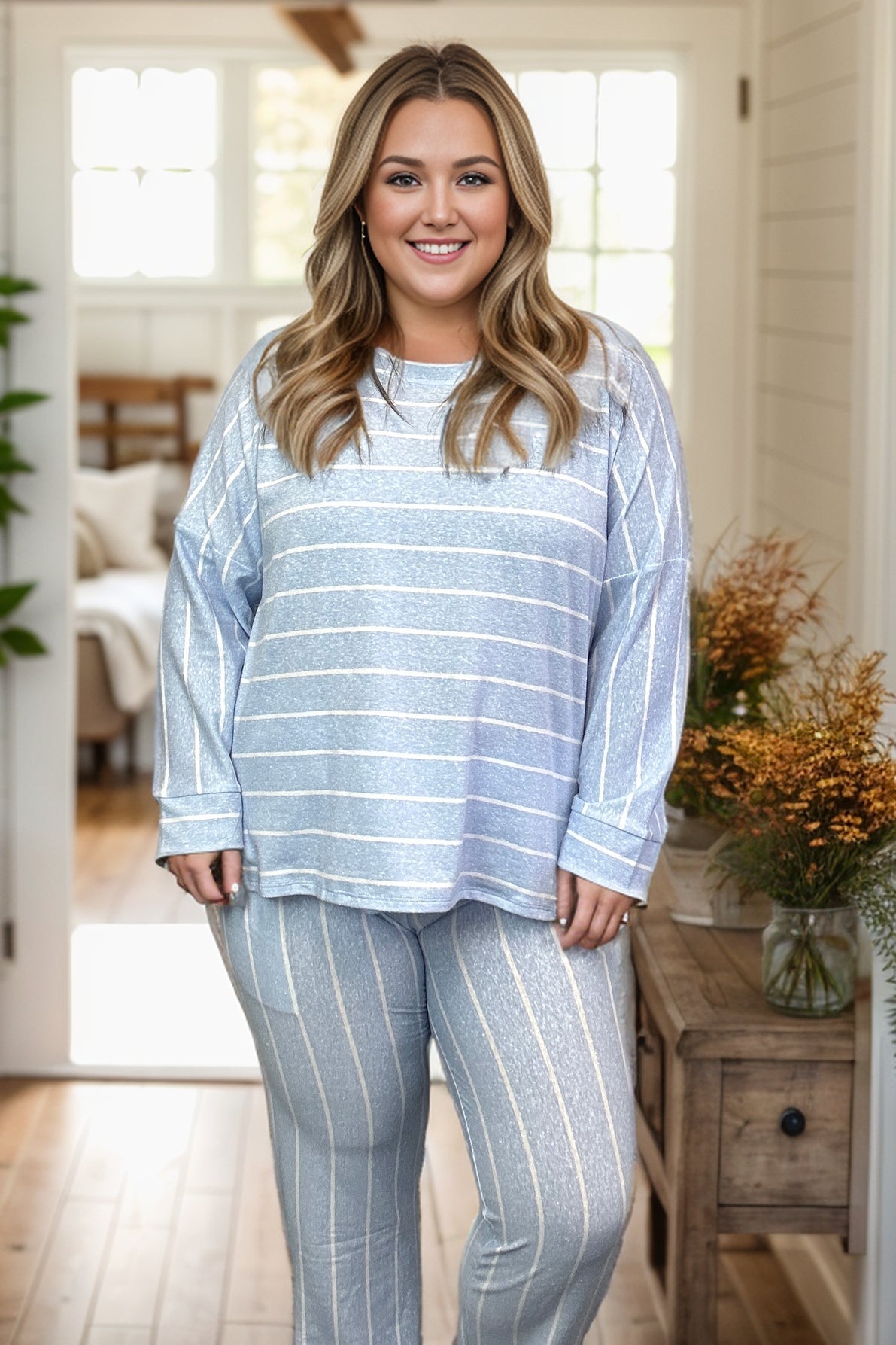 Zia Loungin' in Stripes - Sky Blue BoutiqueSimplified