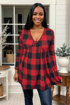 Heimish Christmas Plaid Love Actually Babydoll Top