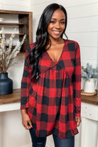 Heimish Christmas Plaid Love Actually Babydoll Top