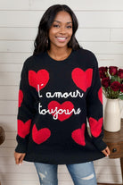 Jade by Jane Black & Red Heart Love Always Sweater 1X 2X