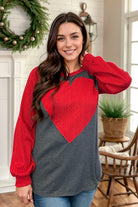 Heimish Red & Gray Love Big Heart Pullover Top Shirts