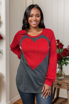 Heimish Red & Gray Love Big Heart Pullover Top Shirts