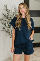 See and be Seen Love on the Loose Quilted Top in Navy Womens