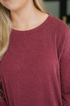 Heimish Love to Love You Textured Ribbed Knit Dress in Burgundy Womens
