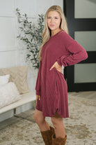 Heimish Love to Love You Textured Ribbed Knit Dress in Burgundy Womens