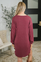 Heimish Love to Love You Textured Ribbed Knit Dress in Burgundy Womens