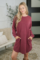 Heimish Love to Love You Textured Ribbed Knit Dress in Burgundy Womens
