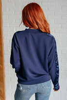 Rae Mode Lysa Satin Stripe Pullover in Smoky Navy Shirts & Tops