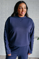 Rae Mode Lysa Satin Stripe Pullover in Smoky Navy Shirts & Tops