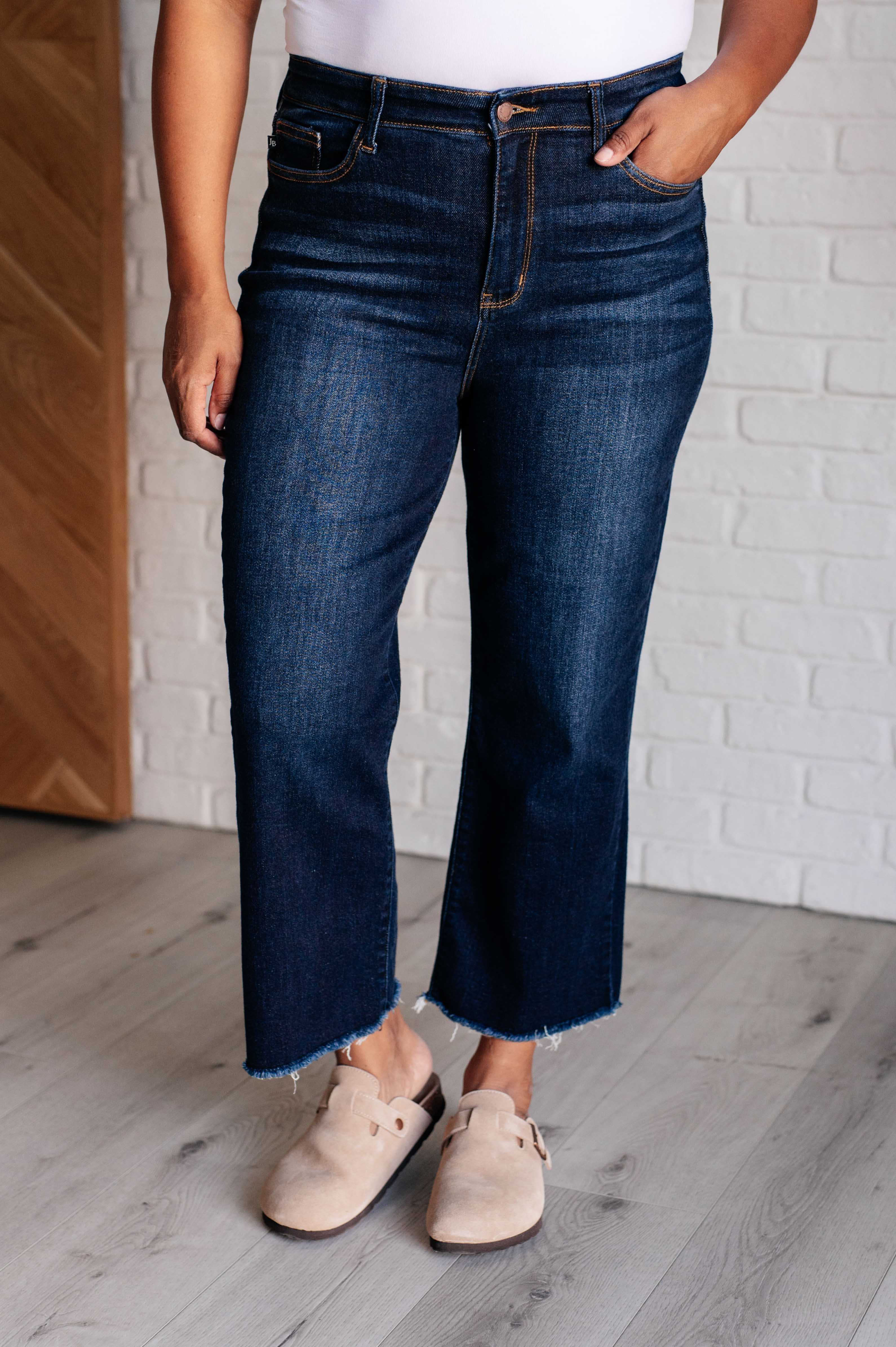 Judy Blue Madeline High Rise Cropped Wide Leg Jeans Jeans