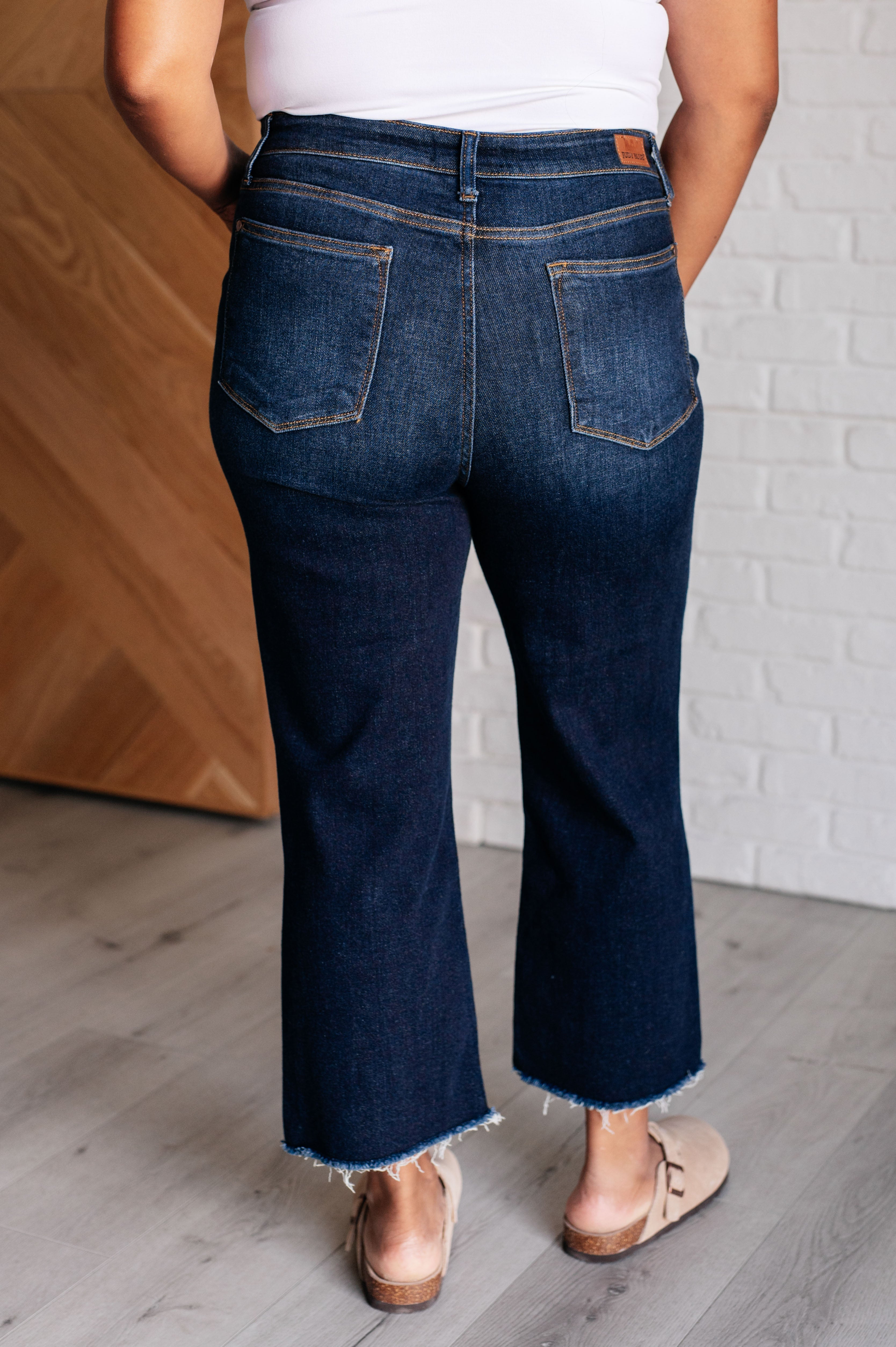 Judy Blue Madeline High Rise Cropped Wide Leg Jeans Jeans