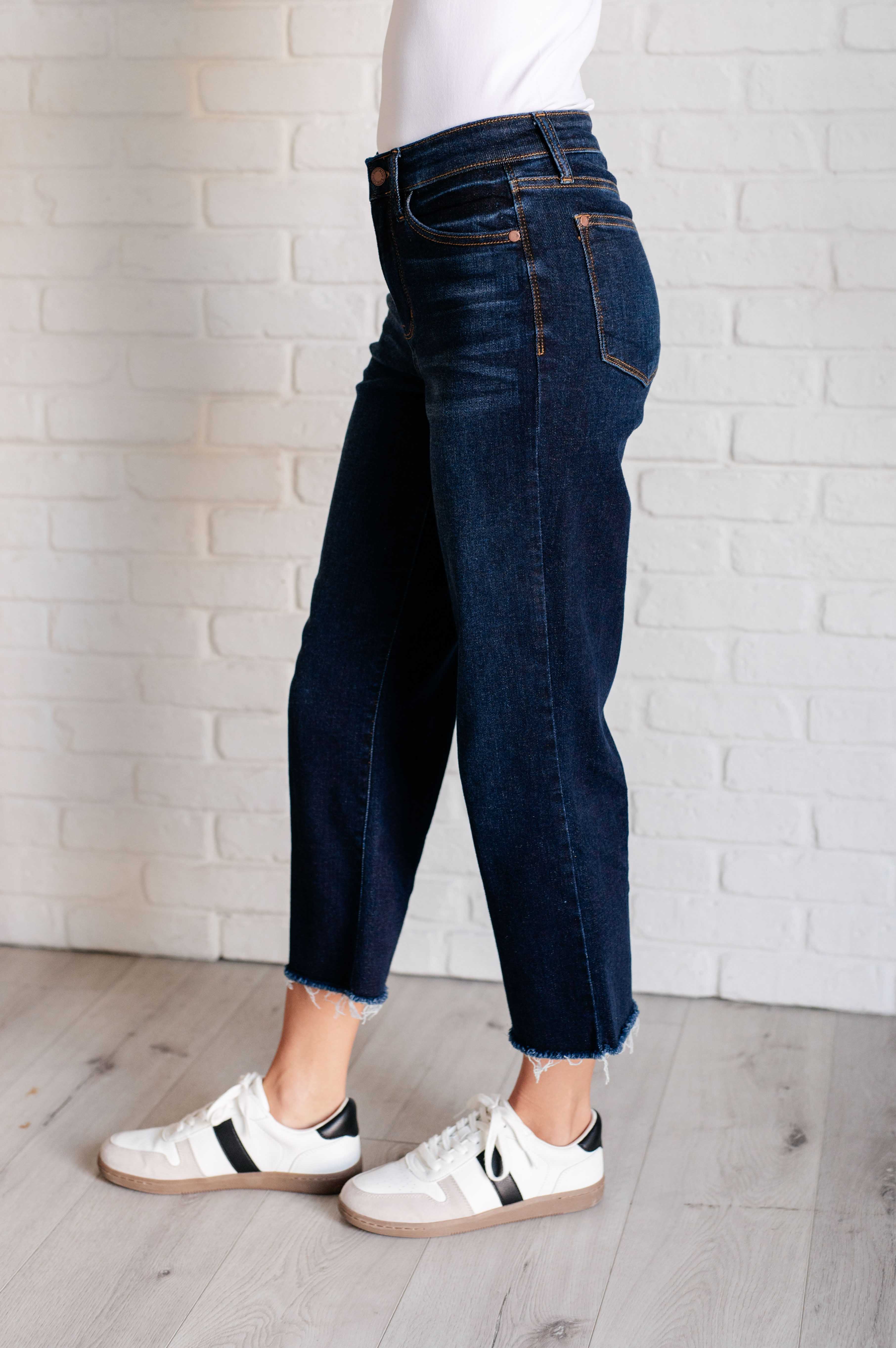 Judy Blue Madeline High Rise Cropped Wide Leg Jeans Jeans