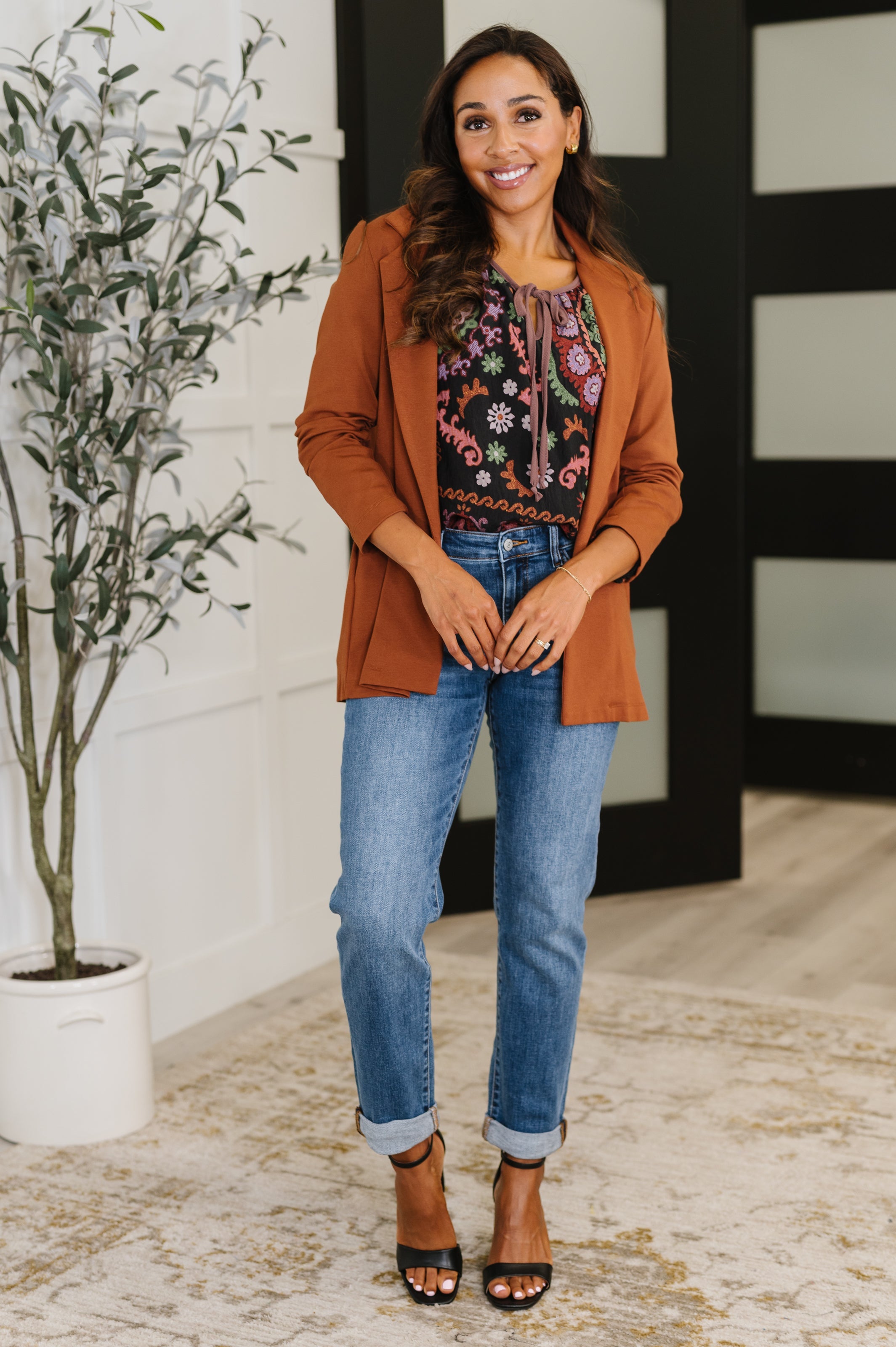 Dear Scarlett Magic 3/4 Blazer in Rust Coats & Jackets