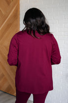 Dear Scarlett Magic 3/4 Blazer in Wine Layers