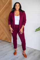 Dear Scarlett Magic 3/4 Blazer in Wine Layers