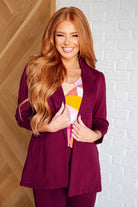 Dear Scarlett Magic 3/4 Blazer in Wine Layers