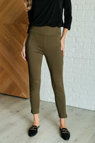 Dear Scarlett Magic Ankle Crop Skinny Pants in Olive 3XL Pants