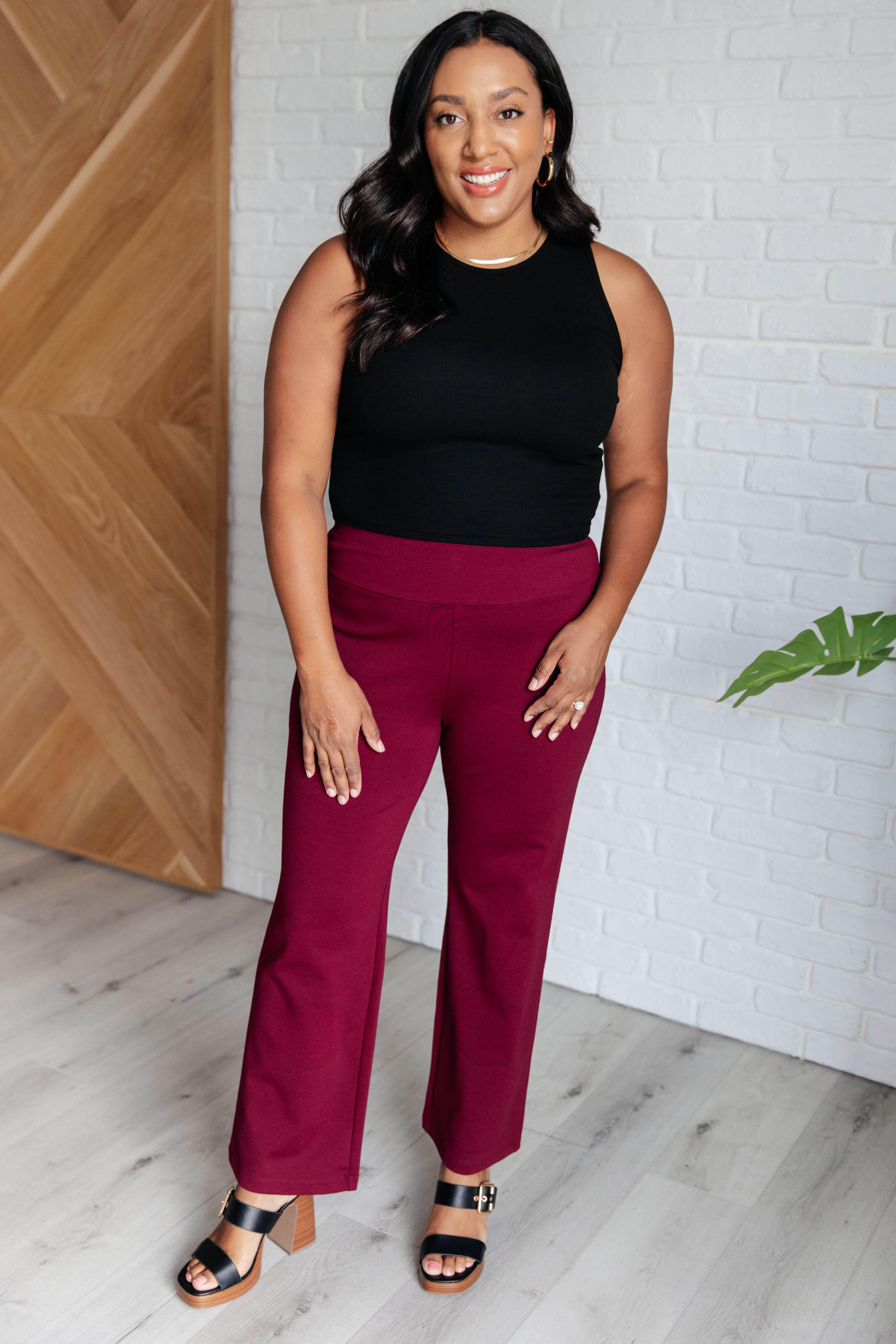 Dear Scarlett Magic Straight Pants in Wine 3XL Ave Shops