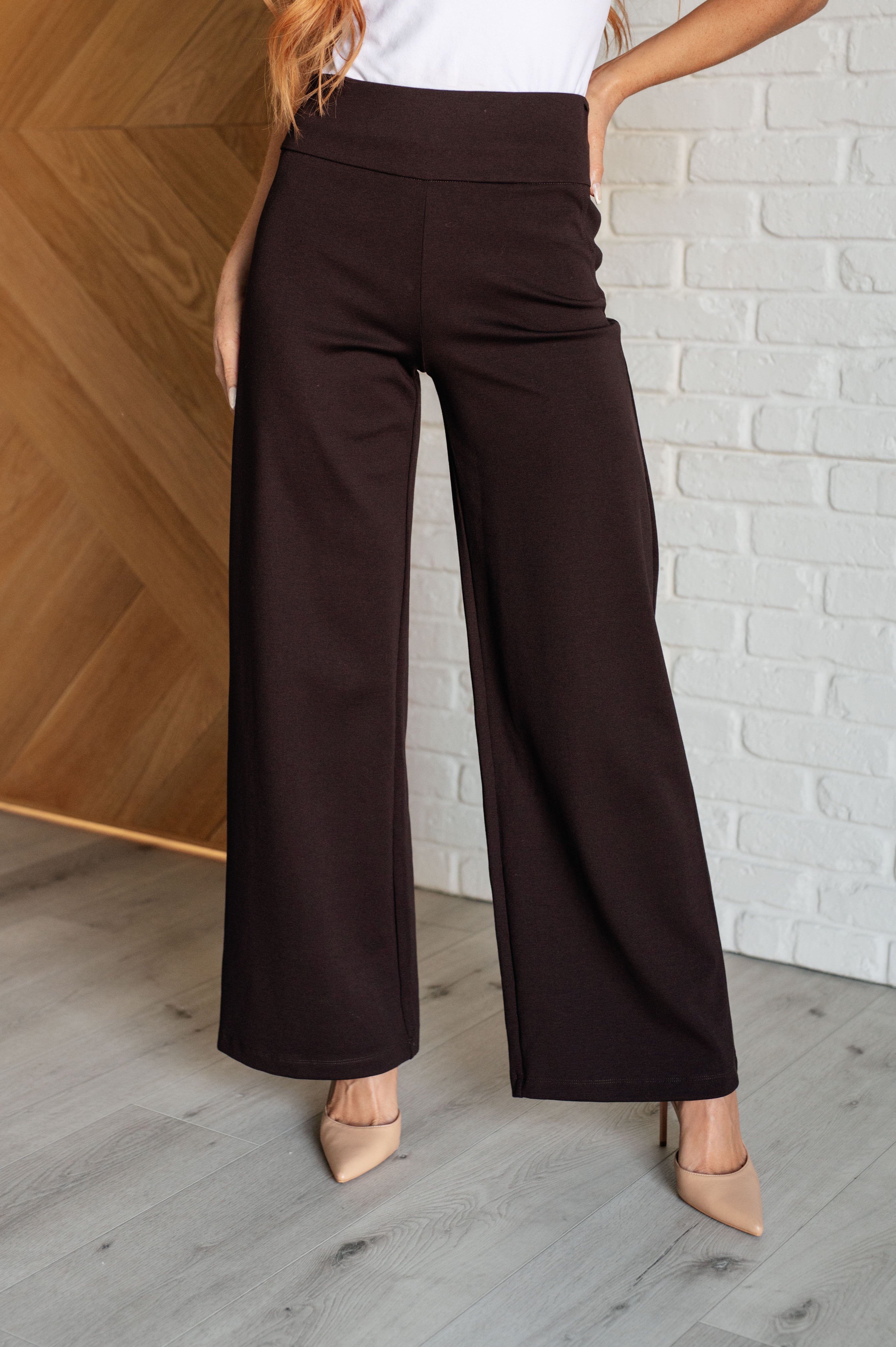 Dear Scarlett Magic Wide Leg Pants in Chocolate Ave Shops