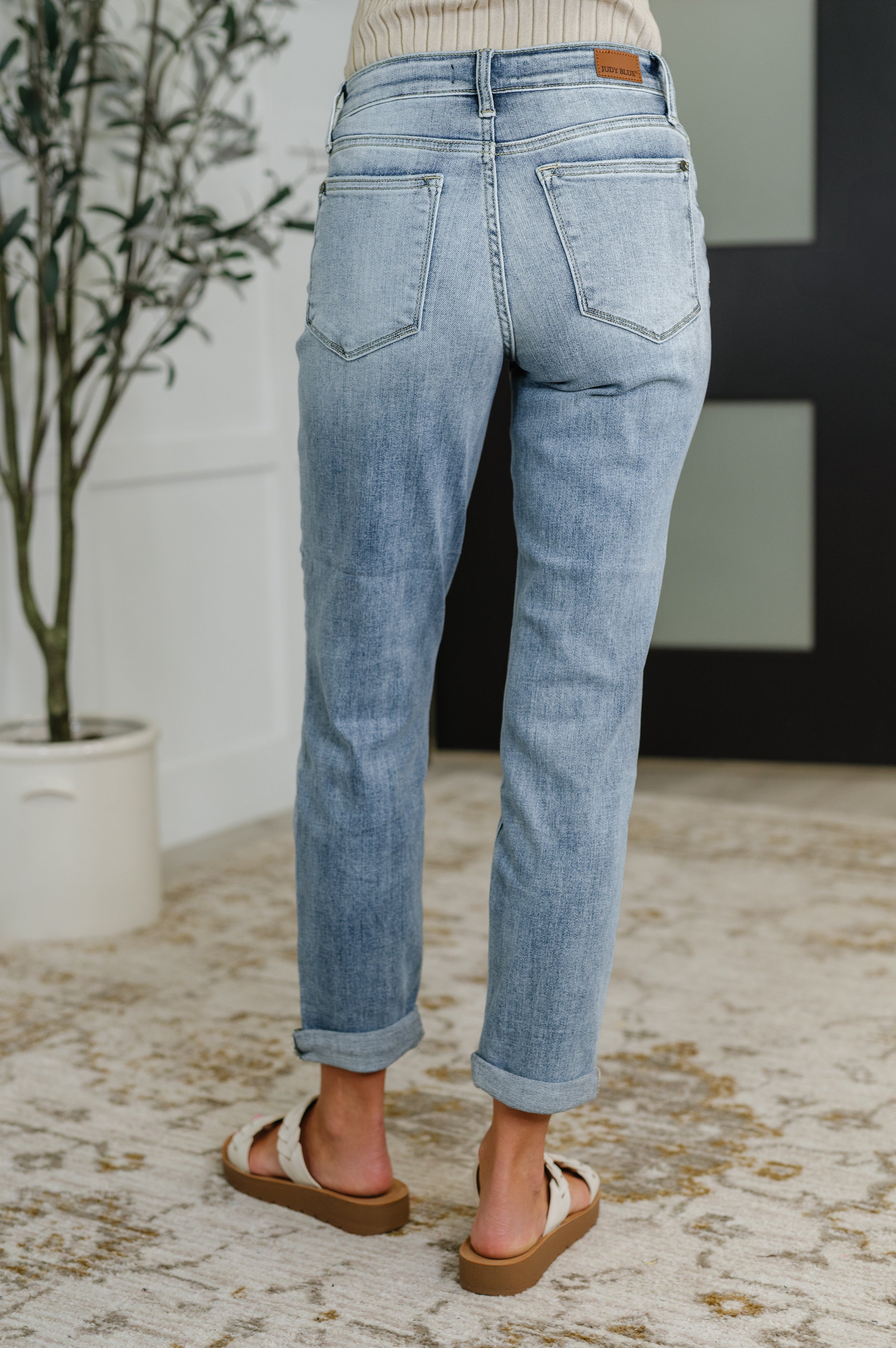 Mallory Mid Rise Bleach Wash Boyfriend Jeans Womens