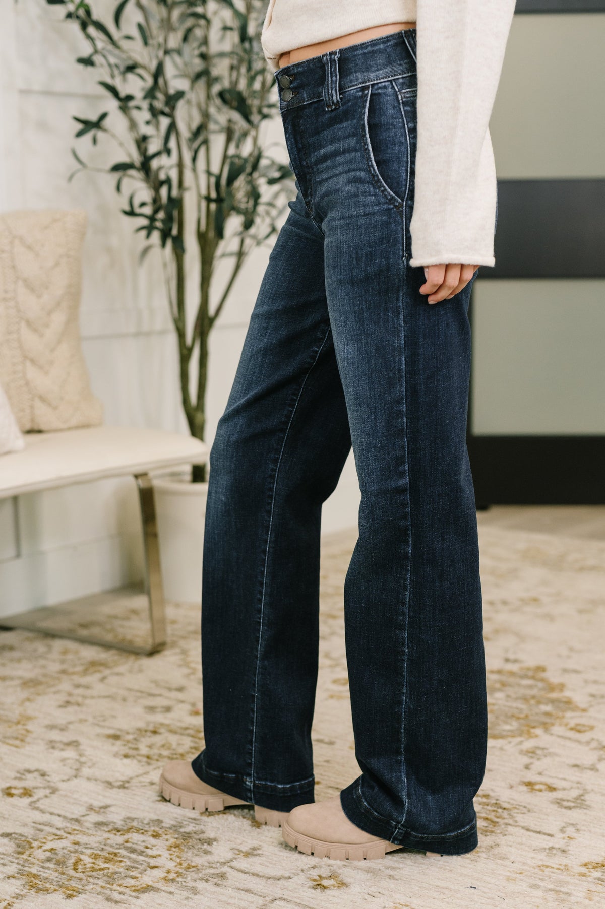 Judy Blue Marty High Waist Trouser Wide Leg Jean Womens