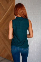 One Eleven North Matter of Fact Pleat Front Sleeveless Blouse in Sea Green Ave Shops