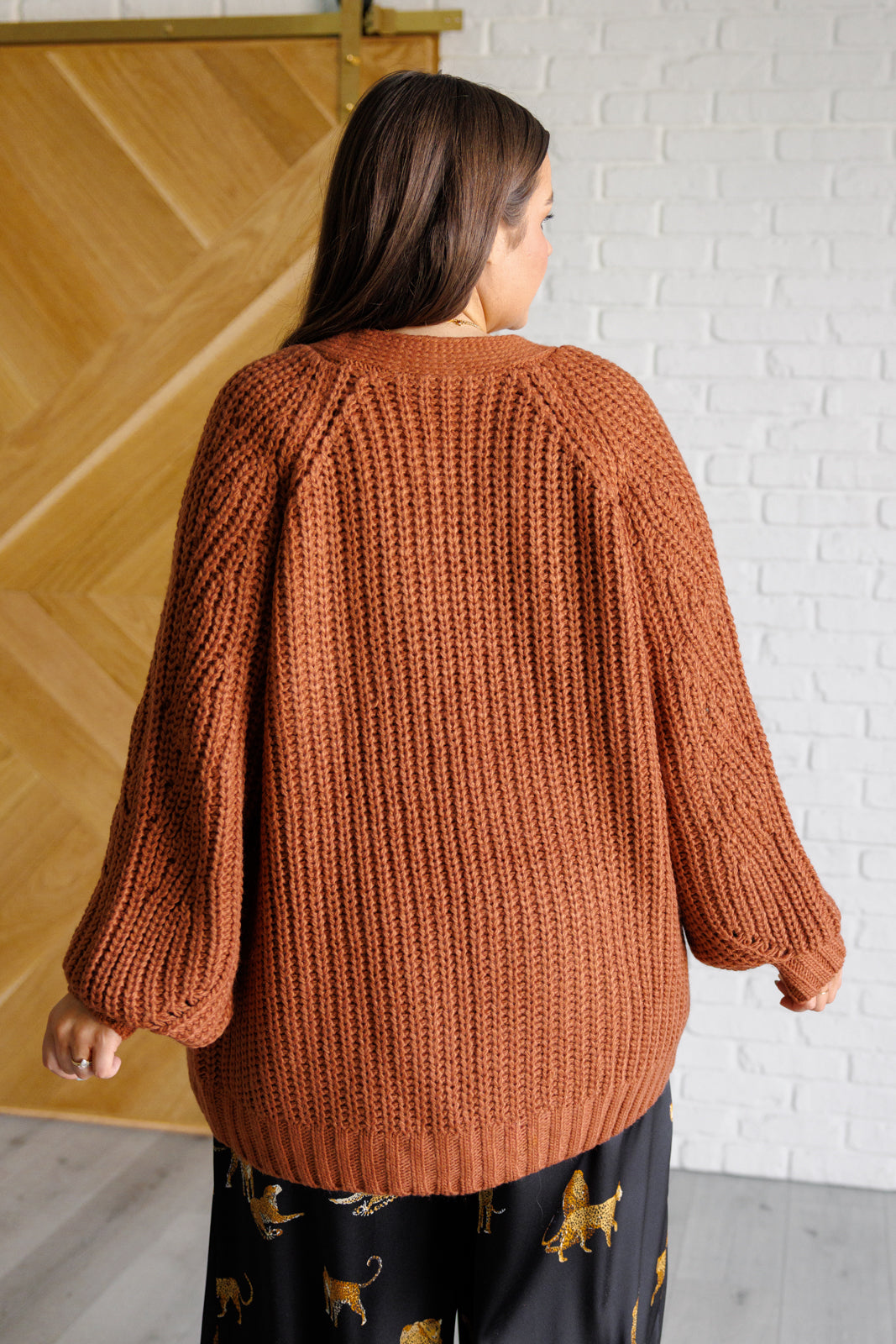 Very J Maybe Monday Cardigan in Chestnut Cardigan