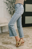 Judy Blue Mckaylee Mid Rise Kick Flare Jeans with Frayed Hem Womens