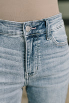Judy Blue Mckaylee Mid Rise Kick Flare Jeans with Frayed Hem Womens