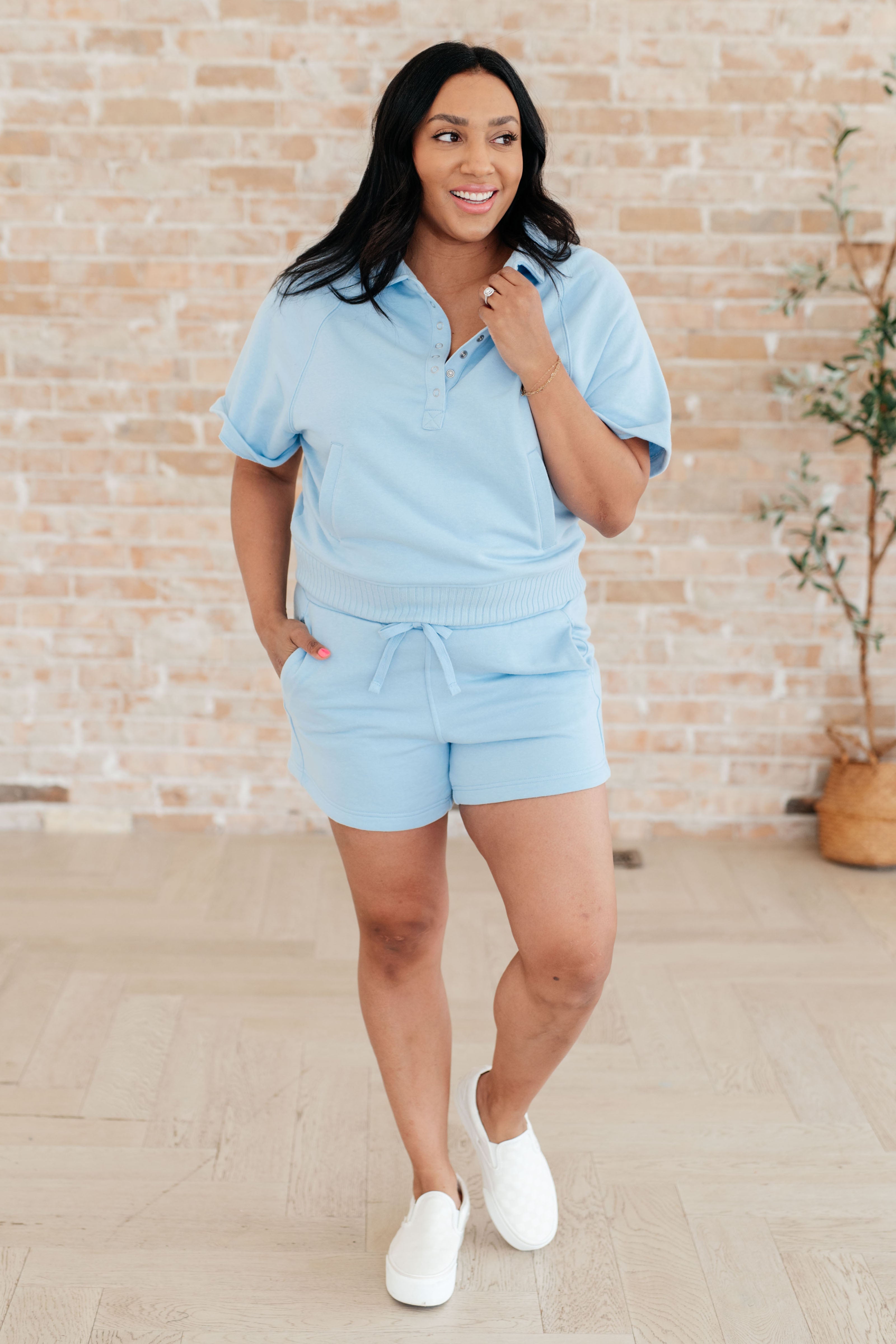 Rae Mode Meet Me by the Pier Collared Top in Sky Blue Ave Shops