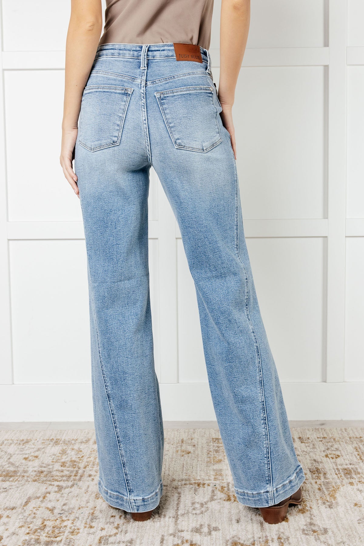 Judy Blue Melia High Rise Side Seam Detail Wide Leg Jeans Jeans