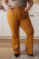 Judy Blue Melinda High Rise Control Top Flare Jeans in Marigold Denim