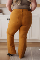 Judy Blue Melinda High Rise Control Top Flare Jeans in Marigold Denim