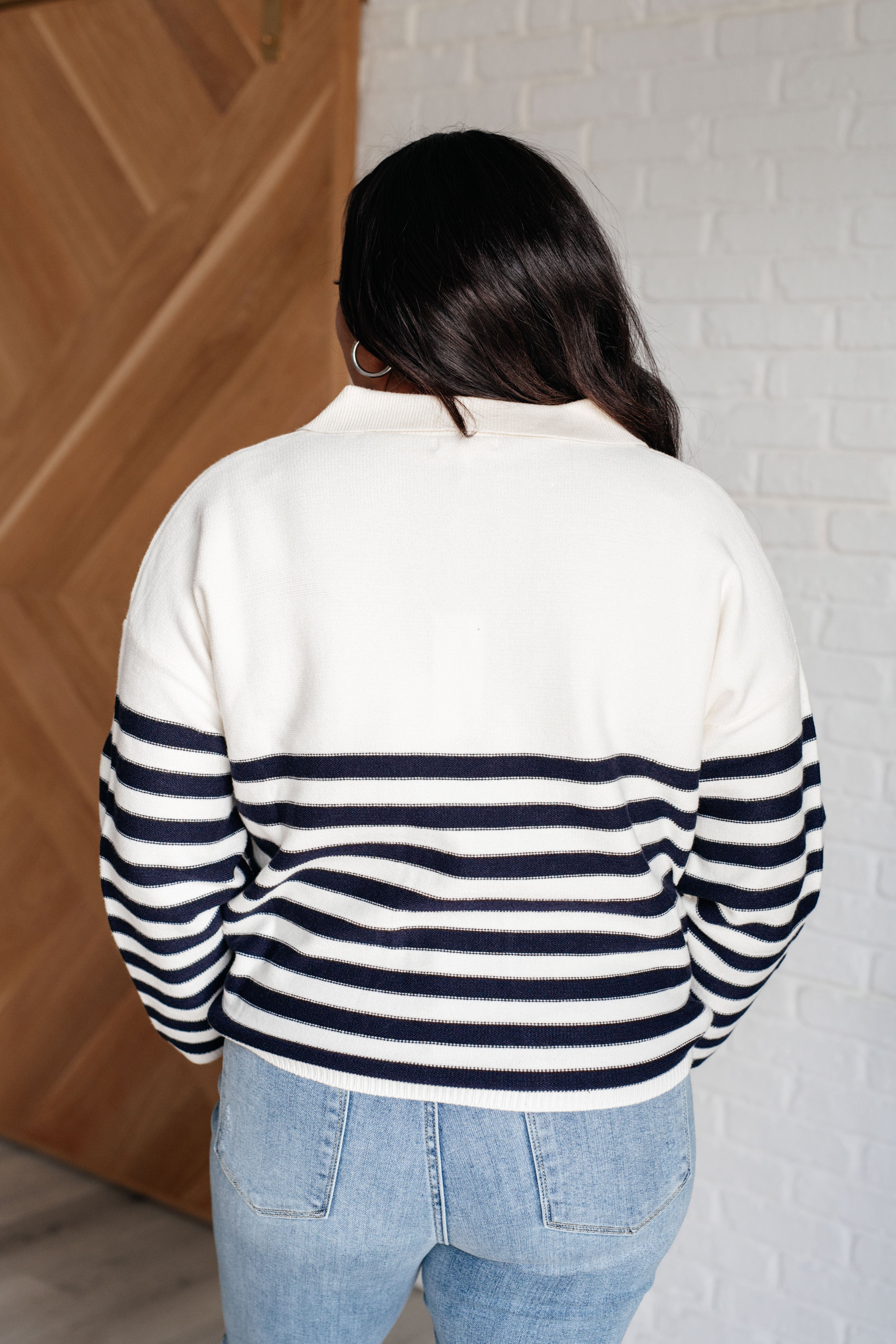 Polagram Memorable Moments Striped Sweater in White Tops