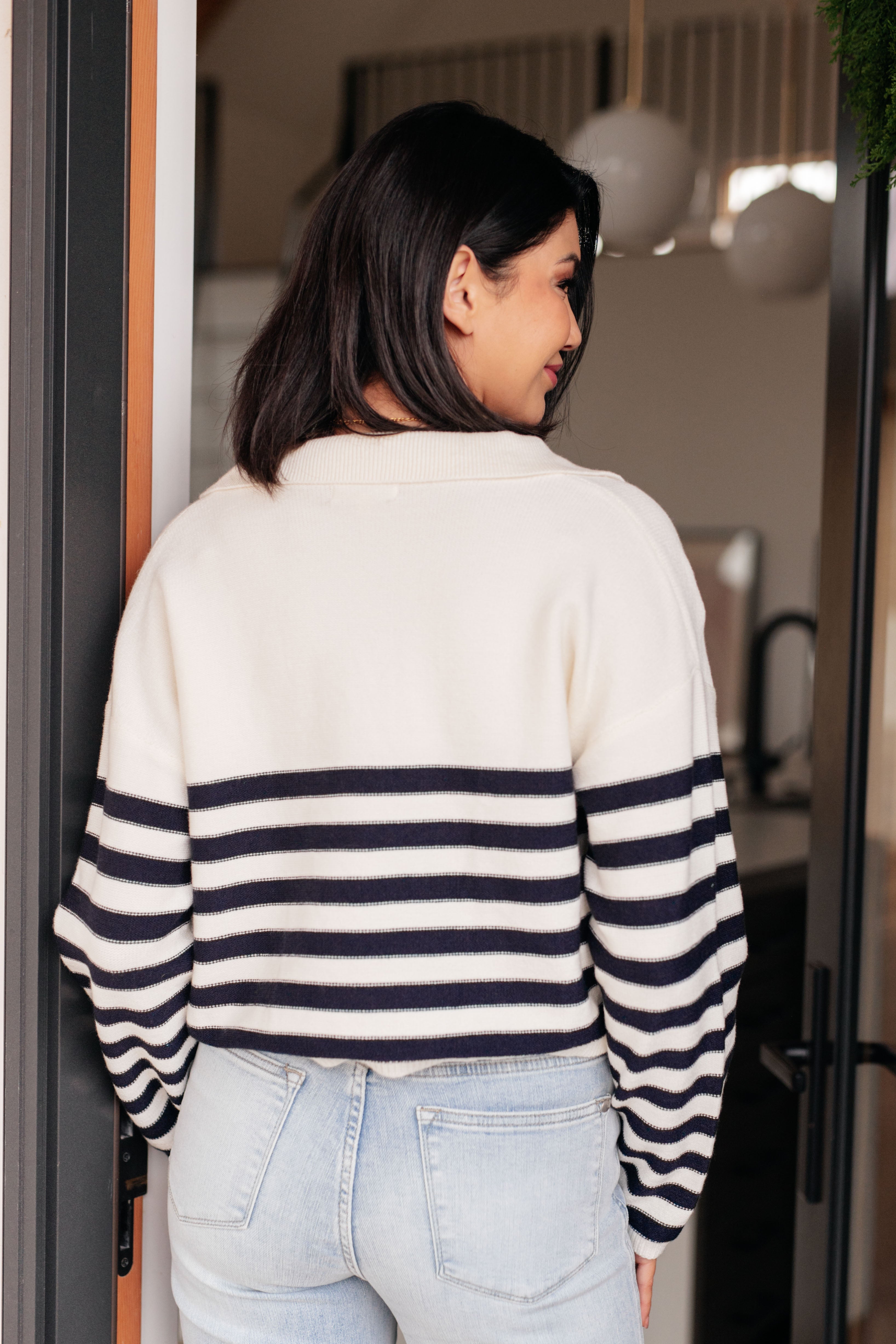 Polagram Memorable Moments Striped Sweater in White Tops