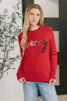One Eleven North Merry Applique Drop Shoulder Pullover Womens