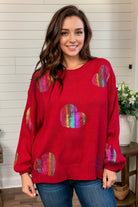 And The Why Red Metallic Hearts Sweater 2X 3X Shirts & Tops