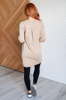 Dear Scarlett Milan Travel Shift Dress in Khaki Ave Shops