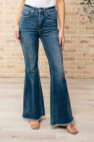 Judy Blue Miley High Waist Control Top Frayed Hem Flare Jeans Ave Shops