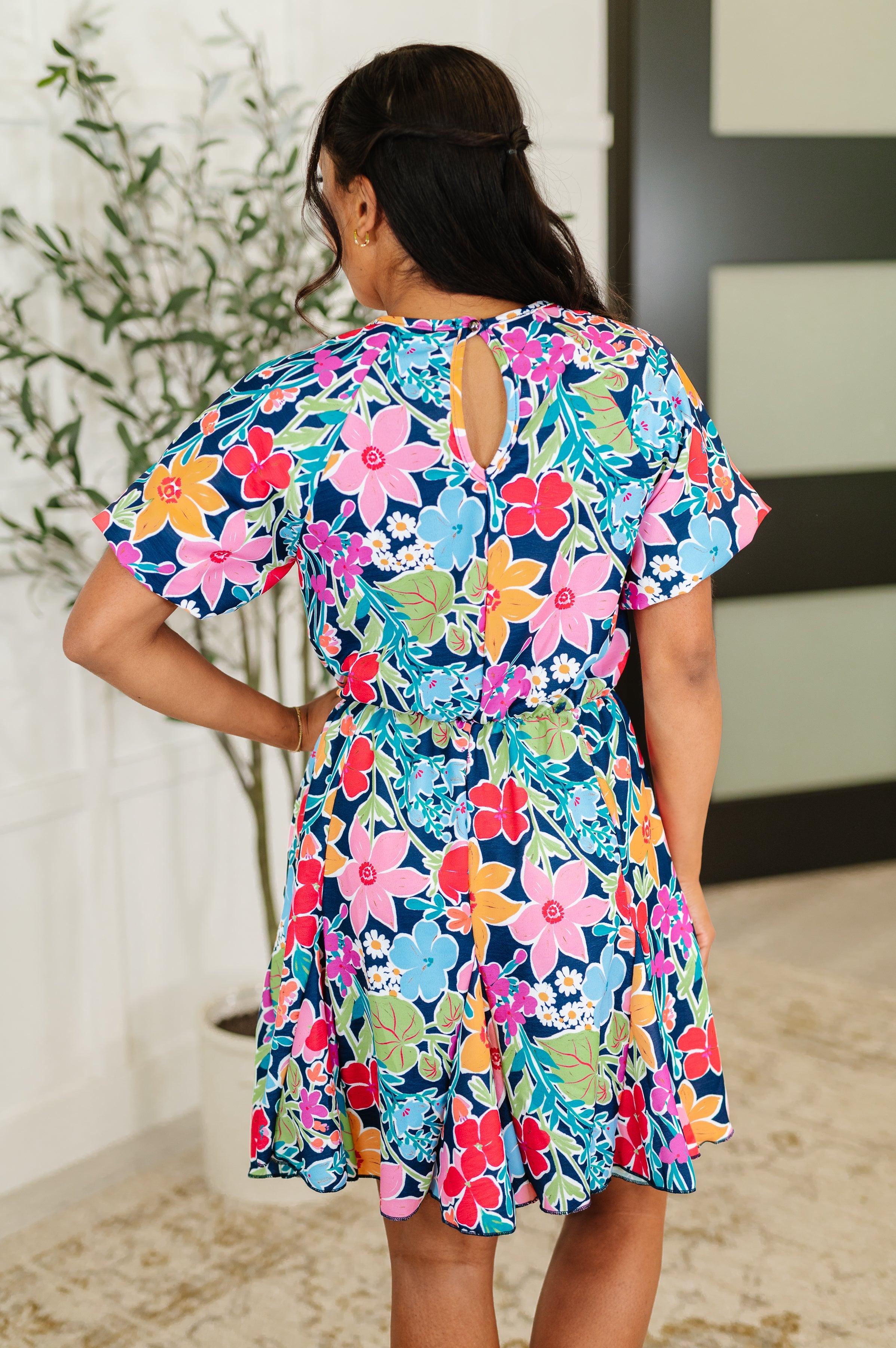 Miss Behave Bubble Sleeve Dress in Navy Womens