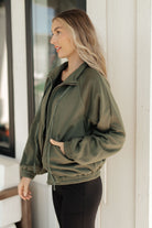 Bibi Miss You More Zip Up Sweatshirt in Olive Tops