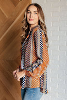 One Eleven North Moderately Mod Polka Dot Button Up Top Tops
