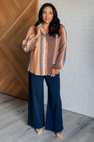 One Eleven North Moderately Mod Polka Dot Button Up Top Tops