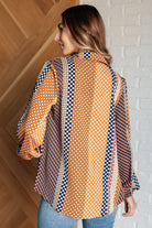 One Eleven North Moderately Mod Polka Dot Button Up Top Tops