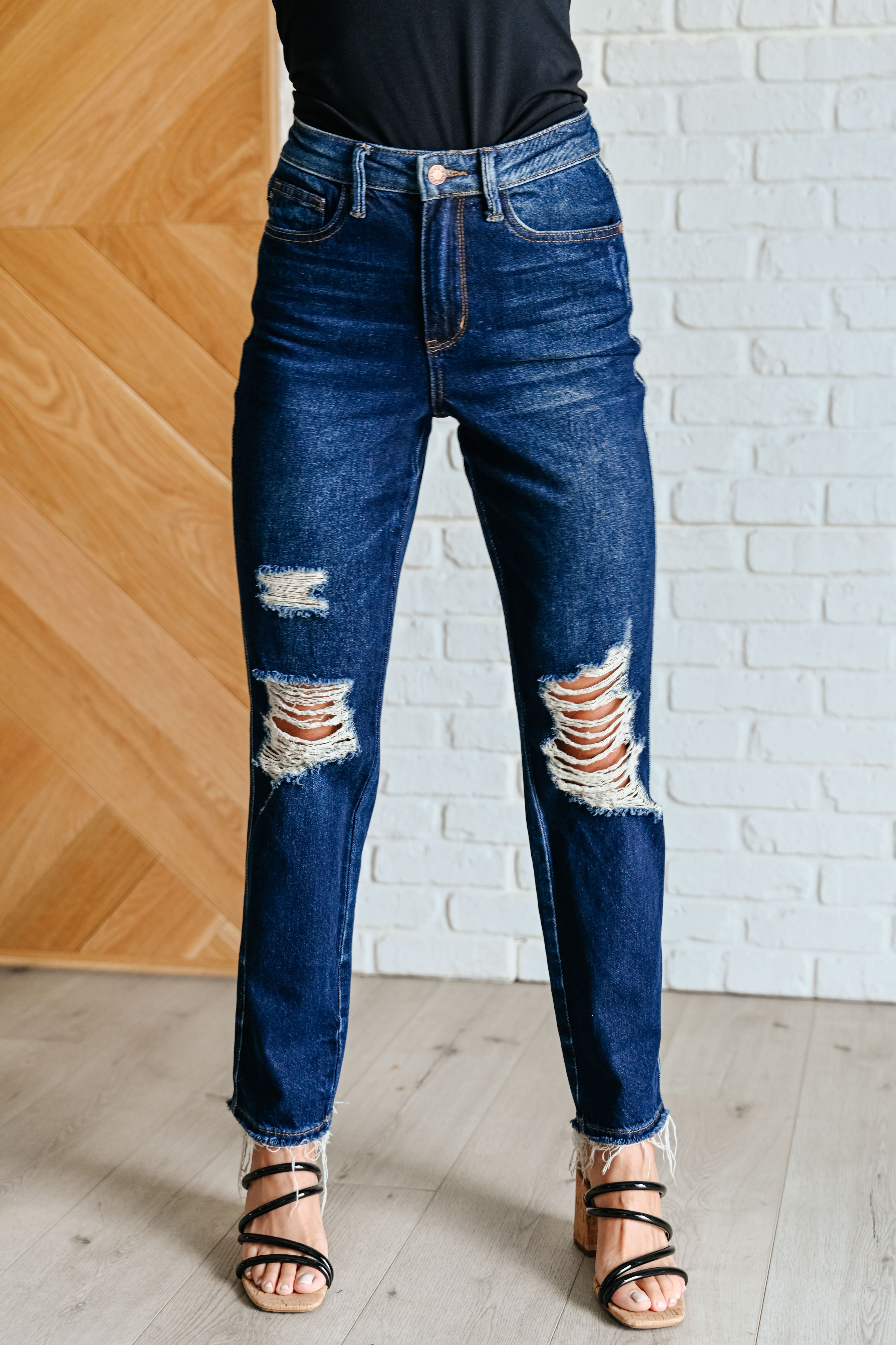 Judy Blue Montana High Rise Rigid Magic Distressed Straight Jeans Ave Shops