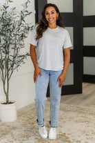 Haptics Mood Swingin' Casual Drop Shoulder Tee in Grey Womens