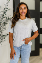 Haptics Mood Swingin' Casual Drop Shoulder Tee in Grey Womens